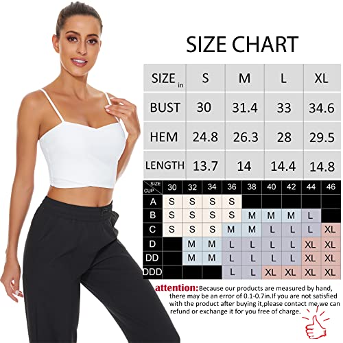 Longline Sports Bras For Women - Wirefree Padded Medium Support Criss Cross Bras Yoga Workout Crop Tank Tops #TOP5