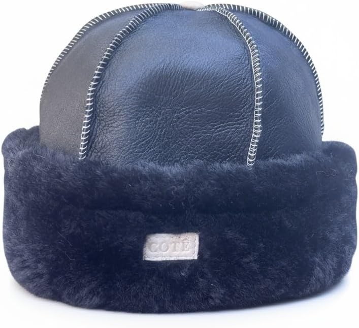 Genuine Sheepskin Leather Aviator Ushanka Trapper Hat – Real Fur Winter Cap with Ear Flaps for Men Women Unisex