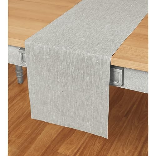 Solino Home 100% Pure Linen Table Runner Oyster Grey, Athena 14 x 60 in by Solino Home - Used condition - Image 2