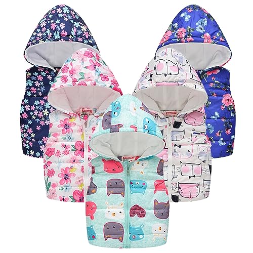 Toddler Boys Girls Winter Sleeveless Print Coat Hooded Jacket Thicken Windproof Zipper Warm Weather Jacket for Girls2