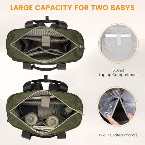 LOVEVOOK Diaper Bag Backpack,Diaper Tote Bag with Insulated Pockets,Bag with Changing Pad,Large Bag with Pacifier Case,15.6 Inch Anti-Theft Laptop Backpack for Women — view 3