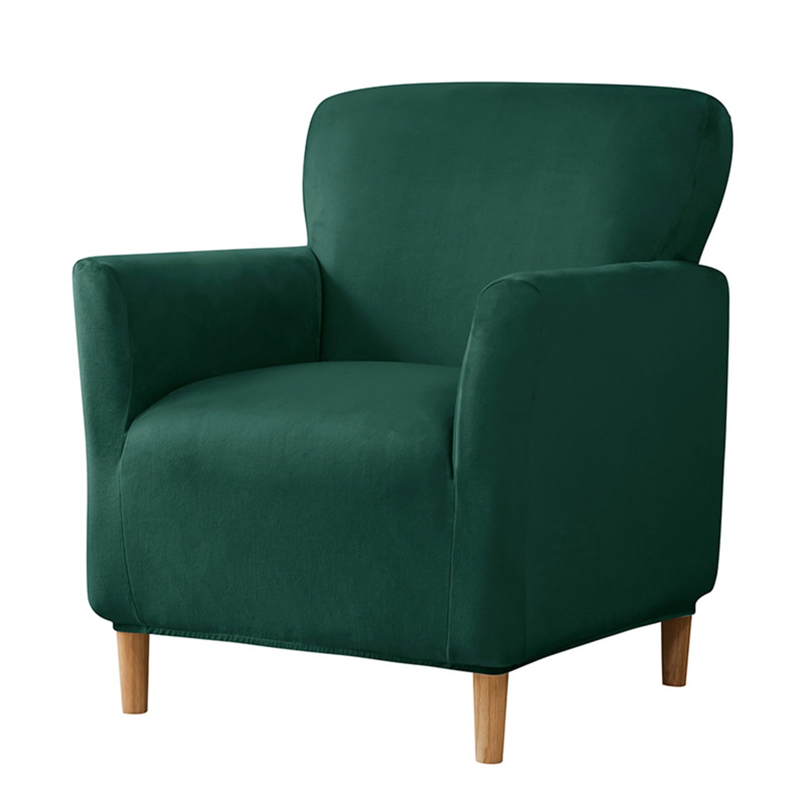 1 Seater Couch Cover, Velvet Armchair Cover Slipcover, Super Stretch Chair Cover for Living Room, Sofa Protectors from Pets-dark green