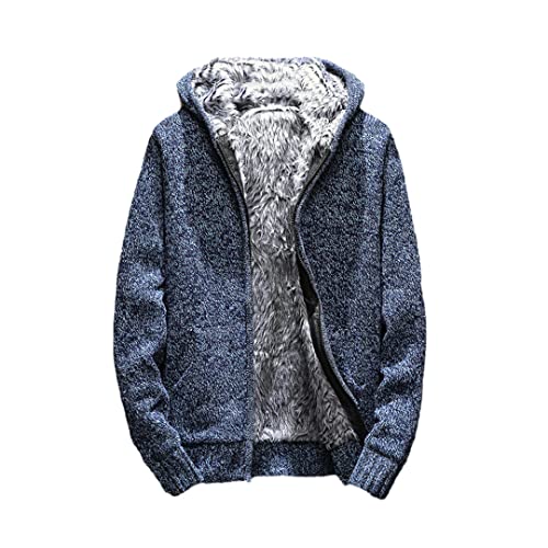 Pull à capuche en tricot chaud Vogrtcc homme en maille épaisse et bleu M