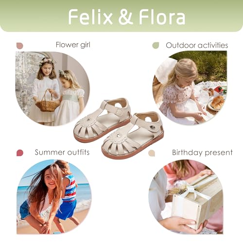 Image of Felix & Flora Toddler Girls Sandals Flower Girl Shoes Soft Rubber Princess Flat Shoes