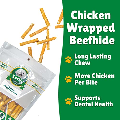 Lucky Premium Treats Chicken Wrapped Rawhide – All-Natural Rawhide And Chicken Dog Treats For Extra Small Dogs, Gluten Free Premium Xs Dog Treats (150 Chews) #TOP2