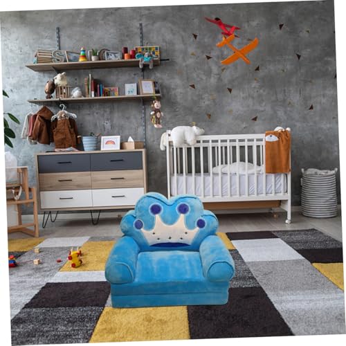 Funda para sofá infantil azul en cuarto de juegos, cubierta lavable elástica para jugar sin manchas 7