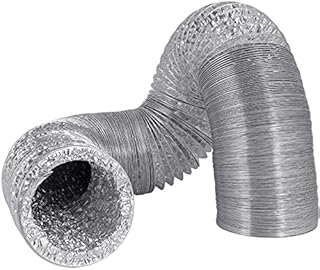 Hon&Guan Double Aluminium Foil Ventilation Ducting - 100mm Air Duct Flexible Hose for Universal Tumble Drier, Cooker Hood, Extractor Fan, Hydroponics Grow Room(100mm*2m/Silver)