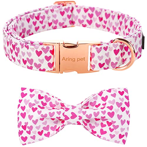 ARING PET Valentine's Dog Collar, Adorable Bowtie Dog Collars, Adjustable & Comfortable Soft Love Dogs Collar