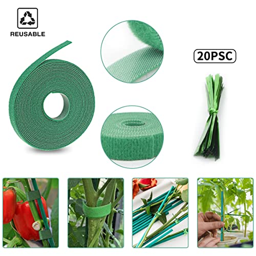 Qefuna 30Pcs 16 Inch Garden Stakes Green Bamboo Sticks Decorative Garden Wood Stakes For Plants, Wooden Plant Support Sticks, Small Stakes For Garden With Garden Ties And Nylon Plant Tie Strap #TOP3