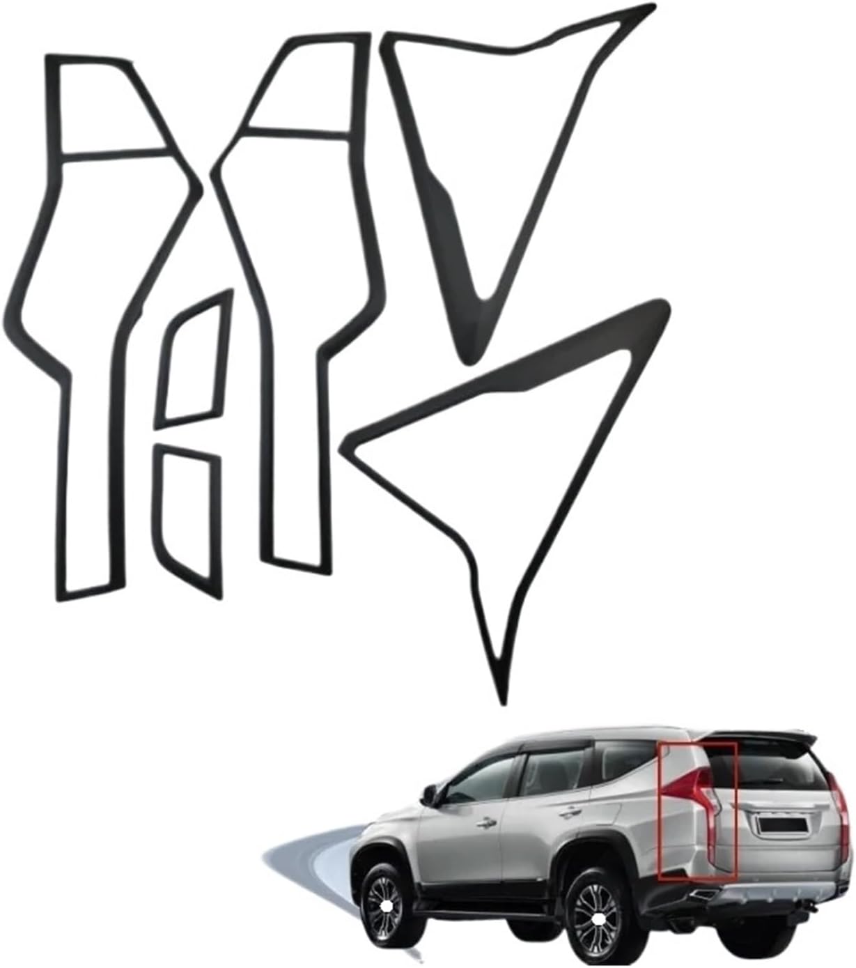 Car Stickers Chrome Silver Matte Black Tail Lamp Cover Compatible With Mitsubishi Pajero Sport 2014 2015 2016 2017 2018 2019 2020(Matte Black)