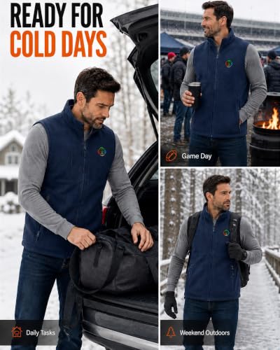 Image of KOVNLO Men's Heated Fleece Vest with 8 Heating Panels and Battery Pack