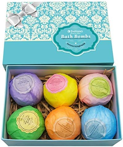 Bath Bombs Ultra Lux Gift Set - 6 XXL Fizzies with Natural Dead Sea Salt Cocoa and Shea Essential Oils - Best Gift Idea for Birthday, Mom, Girl, Him, Kids - Add to Bath Basket