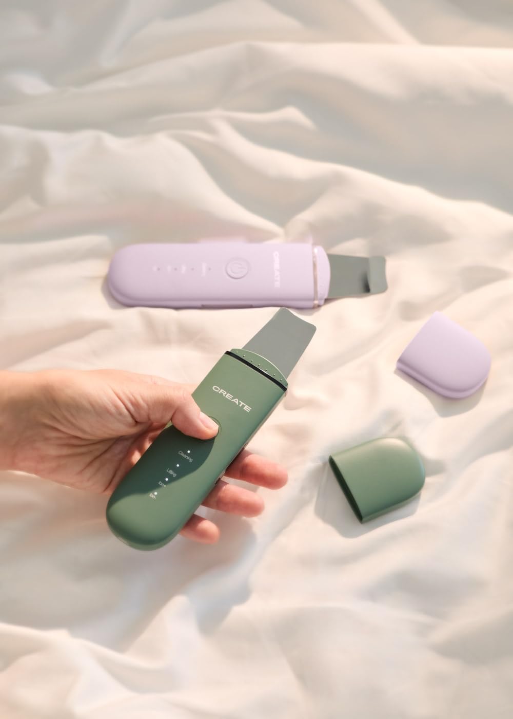 CREATE/SONIC PURE SKIN 4 in 1 / Nettoyeur facial ultrasonique 4 en 1 lavande/Technologie EMS, 4 technologies, 4 nettoyages, effet lifting, tête en acier inoxydable de qualité médicale, 3,7 W