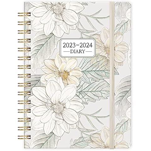 Academic Diary 2023-2024 - A5 Diary from Aug. 2023 to Jul. 2024, Week to View Diary 2023-2024, 21.5 x15.5 x1.5 cm, White Cover