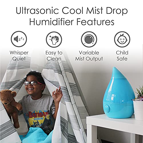 Image of Crane Ultrasonic Cool Mist Humidifier for Bedroom, Baby Nursery, Kids Room, Plants, or Office, Large 1 Gallon Tank, Filter Optional, Aqua