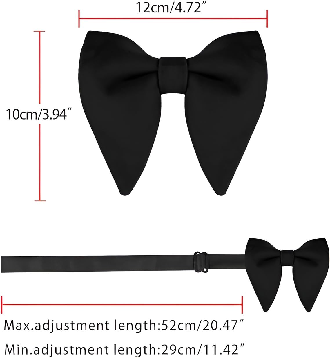 NEUROCLUB Butterfly Men's Bow Tie, Classic Solid Color Pre-Tied Bow Tie for Men Satin Tux Bowtie Adjustable Formal Neck Bowtie Black 4