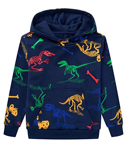 Tlaenson Kids Dinosaur Hoodies For Boys Girls Pullover Hooded Toddler Long Sleeve Sweatshirts With Pocket Navy 4-5 Years/Size 120 #TOP3