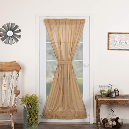 VHC Brands Tobacco Cloth Khaki Door Panel Curtain Rustic Farmhouse