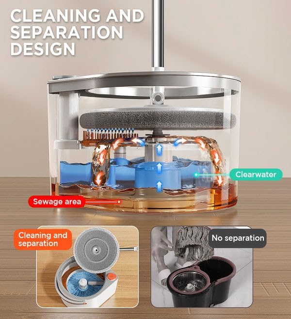 Diagram showing clean and dirty water separation in the bucket