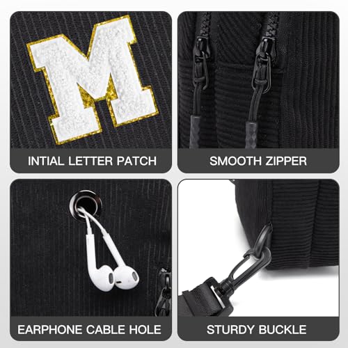 Image of Viverte Small Corduroy Sling Bag Initial Crossbody Bag Fanny Pack for Girls Personalized Birthday Gifts for Teen Girls Gifts