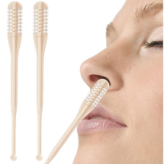 Portable Manual Nose Trimmer for Man Painless Nose Hair Trimmer Manual NoseHair Remover 360-degree Rotating Double Head Ear Cleaner and Nose Hair Cutter Nose Trimmer Not Electric - 2 pcs-image-38