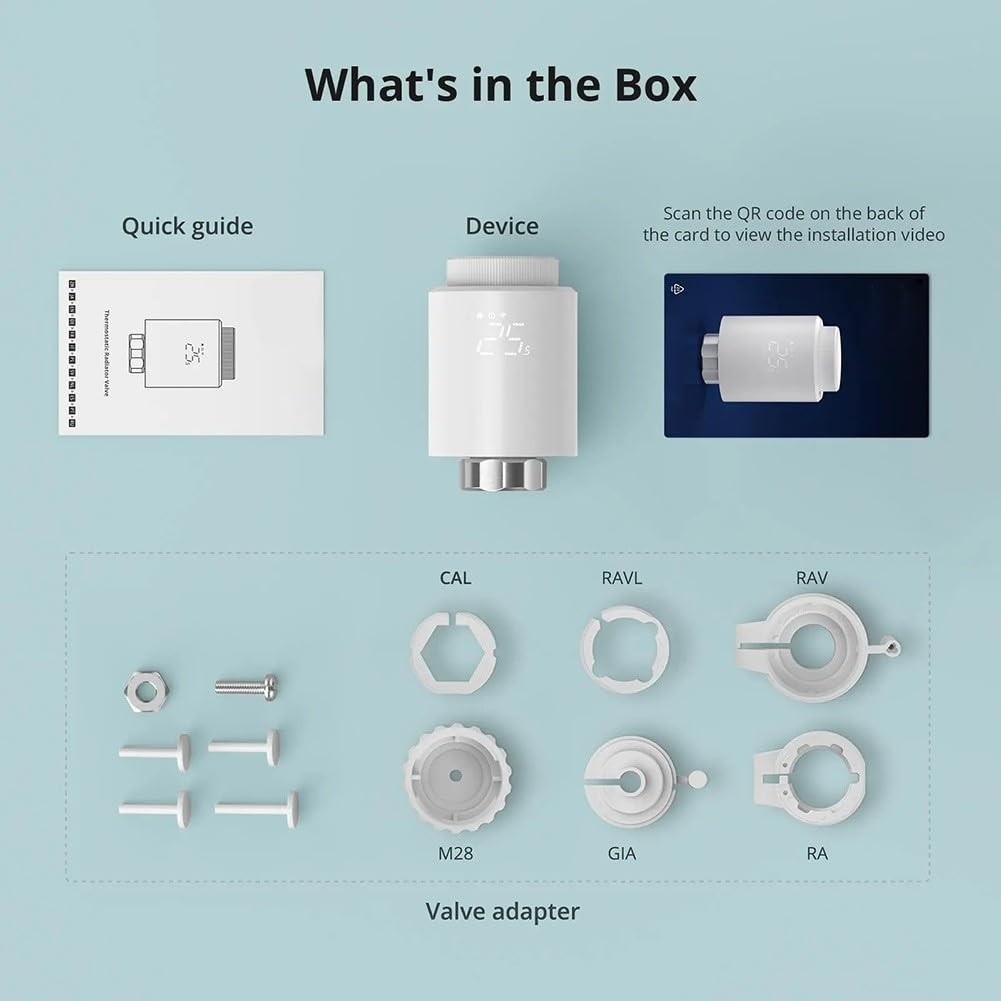 Zigbee Valvola termostatica per termosifone Smart Home, per la maggior parte dei sistemi di riscaldamento, bianco