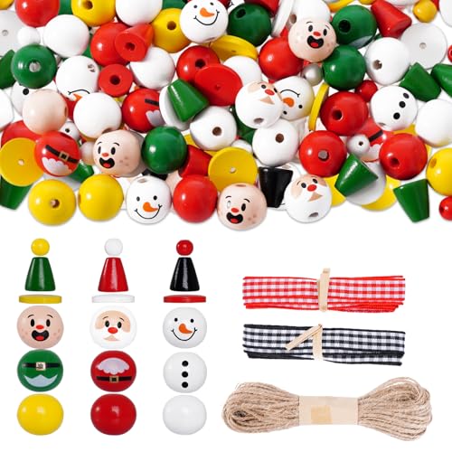 Yymobt 180 Pcs Christmas Wood Beads with Twine DIY...