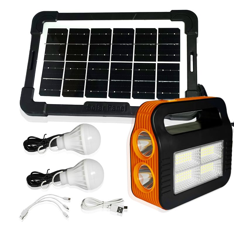 BROGBUS Rechargeable Solar Portable Inverter with 3 Individual 2 Volt Led Bulbs with 3.75 Meter Long Wire & AC/DC USB Socket with Solar Panel (Green,Orange) (B0CPYLWLNS) Amazon Price History, Amazon Price Tracker