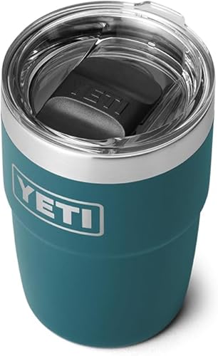 YETI Rambler - Vaso apilable de acero inoxidable con tapa MagSlider, 8 onzas, color verde azulado agave