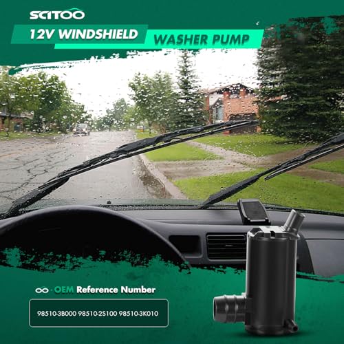 Image of SCITOO Windshield Washer Pump Replacement for Hyundai for Sonata | Direct fit for 1995-2010 For Hyundai For Sonata|Replaces OE 98510-3B000|98510-2S100|98510-3K010|With Grommet