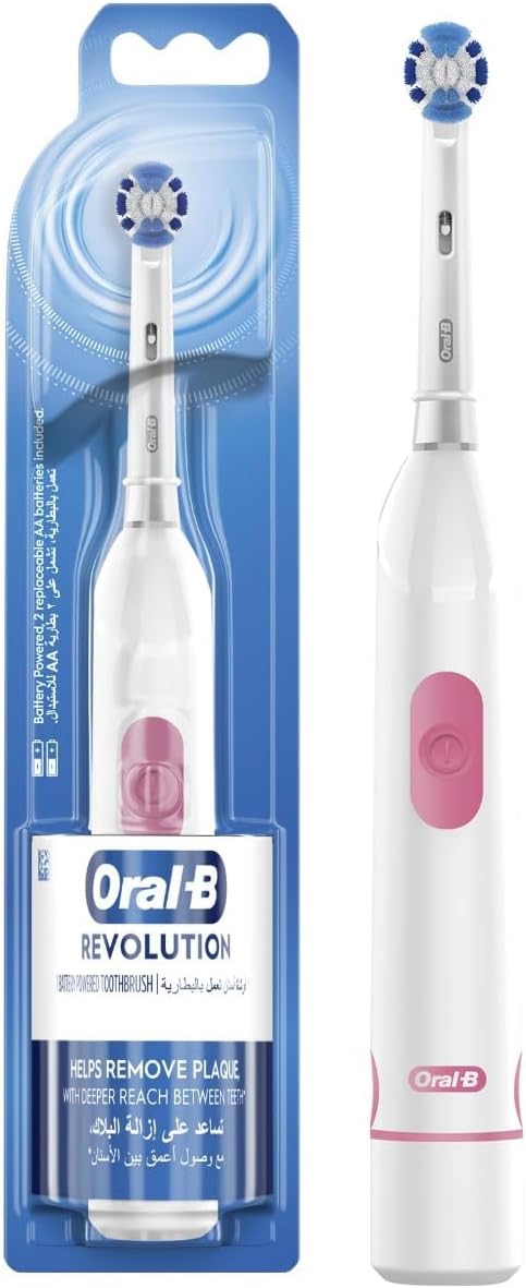 Oral-B DB 400.010 Battery Powered Toothbrush 2 Minutes Timer, Remove Plaque with Deeper Reach between teeth, Soft Rubberized Ergonomic Handle 2D Cleaning - White