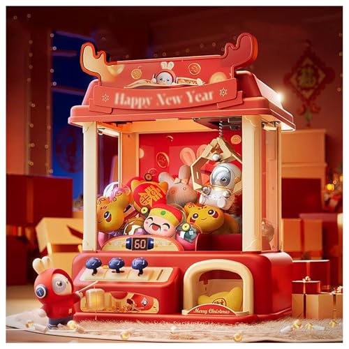 CUCUKAKA Machine Pince Bonbon avec Musique et Lumières,2 Poupées Panda,20 Peluches,20 Gashapons ， Machine a Pince Fete Foraine Machine à Pince Cadeaux d'anniversaire De Noël Enfant