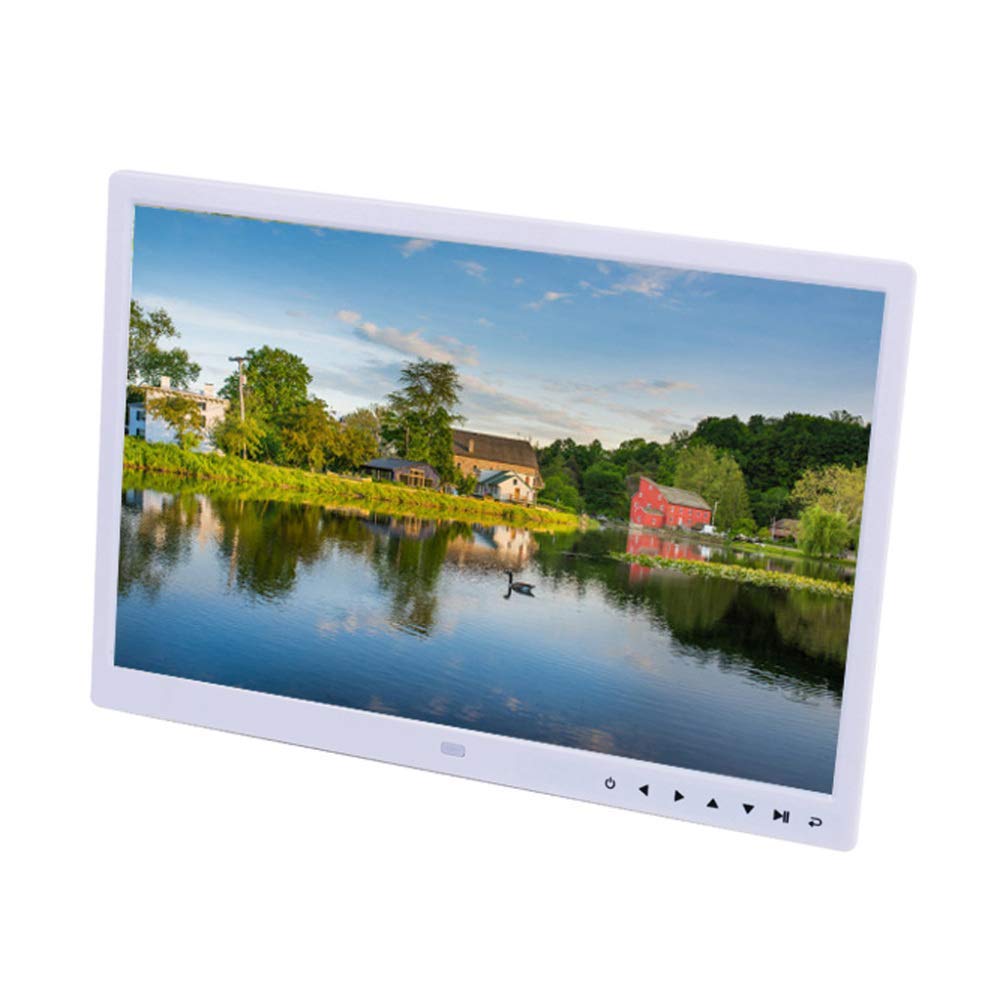 MYUYEE 15-Inch Digital Photo Frame, 1280X800 Ips Display, Photo/Music/Video Player With Remote Control - White (White-15)