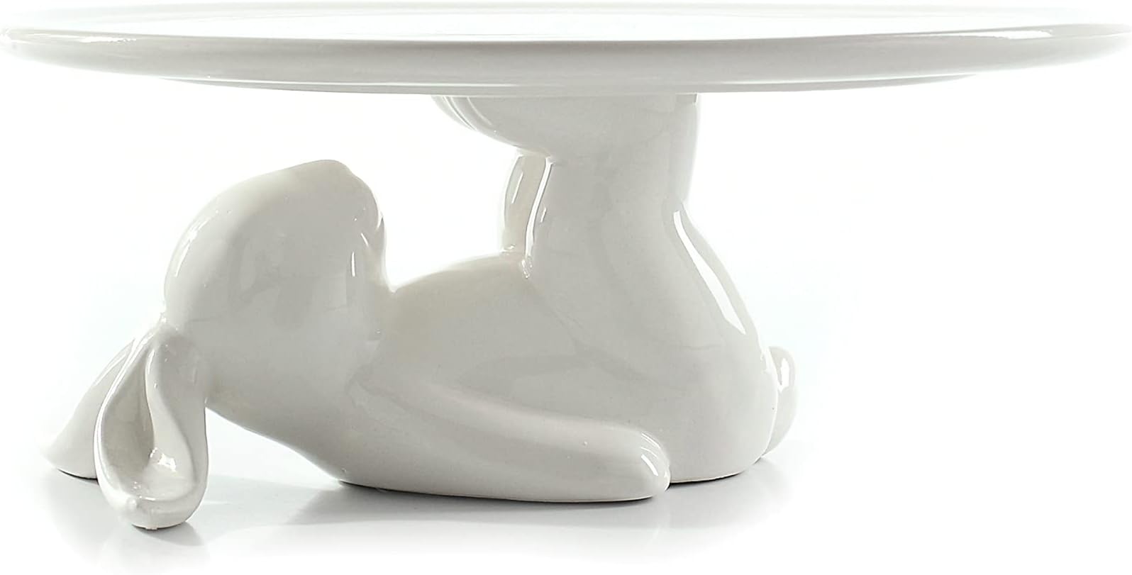 Cupcake Stand, Easter Decorations, Ceramic Dessert Plates for Eggs and Cookies, Bunny Candy Dish Gifts, 8.3 Inch White