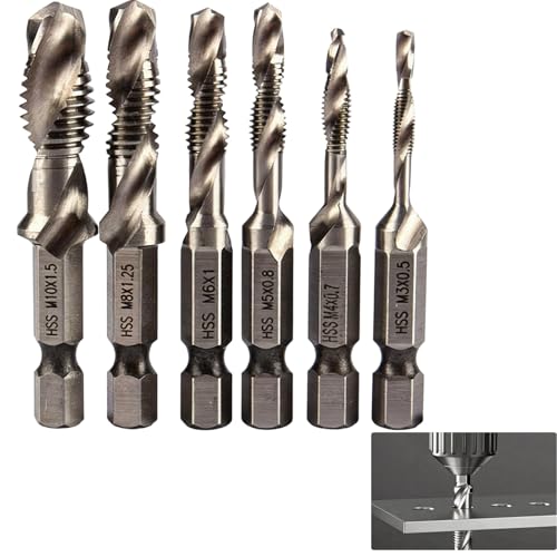 Image of 6PCS Hss Drill Bit Set, M3 M4 M5 M6 M8 M10 Metric Drill Metal Drill Bits Anti-Rust Drills Bits for Metal for Hard Steel, Aluminum & Metalworking(Silver)