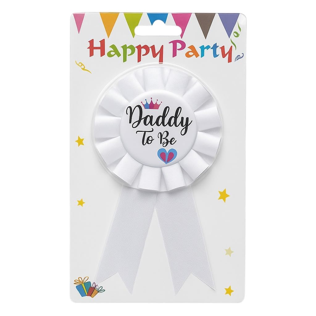 Daddy to Be Award Ribbon Tinplate Badge Pin for Baby Shower | New Dad Badge Button for Dad To Be Celebration | Baby Shower Party Accessory & Gift for Expecting Father-image-24