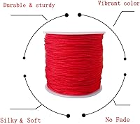 Vista 3 de Cuerda de nailon de 109 yardas de 0.031 in para pulseras de macramé, nudos chinos, collares, colgantes, fabricación de joyas (rojo)