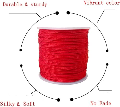 Miniatura 3 de Cuerda de nailon de 109 yardas de 0.031 in para pulseras de macramé, nudos chinos, collares, colgantes, fabricación de joyas (rojo)