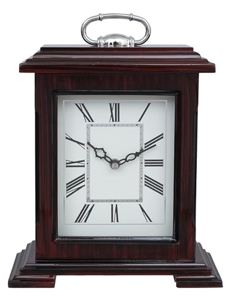 CRAFT SMITH Beautiful Rosewood Colour Wooden Roman Numbers Rectangular Table Clock for Office Desk Home Bedroom Living Study Room Decor Gifts (Size: 22 x 10 x 28 CM | Weight: 1510 Gram)