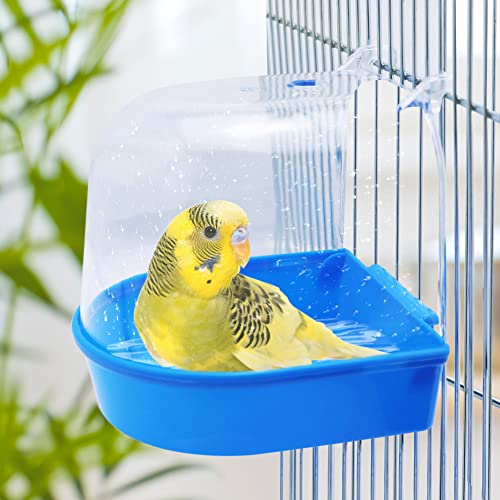Image of Litewoo Bird Bath Shower Box Hanging Parrot Bathtub Bowl Cage with Hooks Birdcage Cage Accessory Bathing Tub Suitable for Small Animal Parakeet Canary Budgies Parrot (Random Color) (one-Piece)