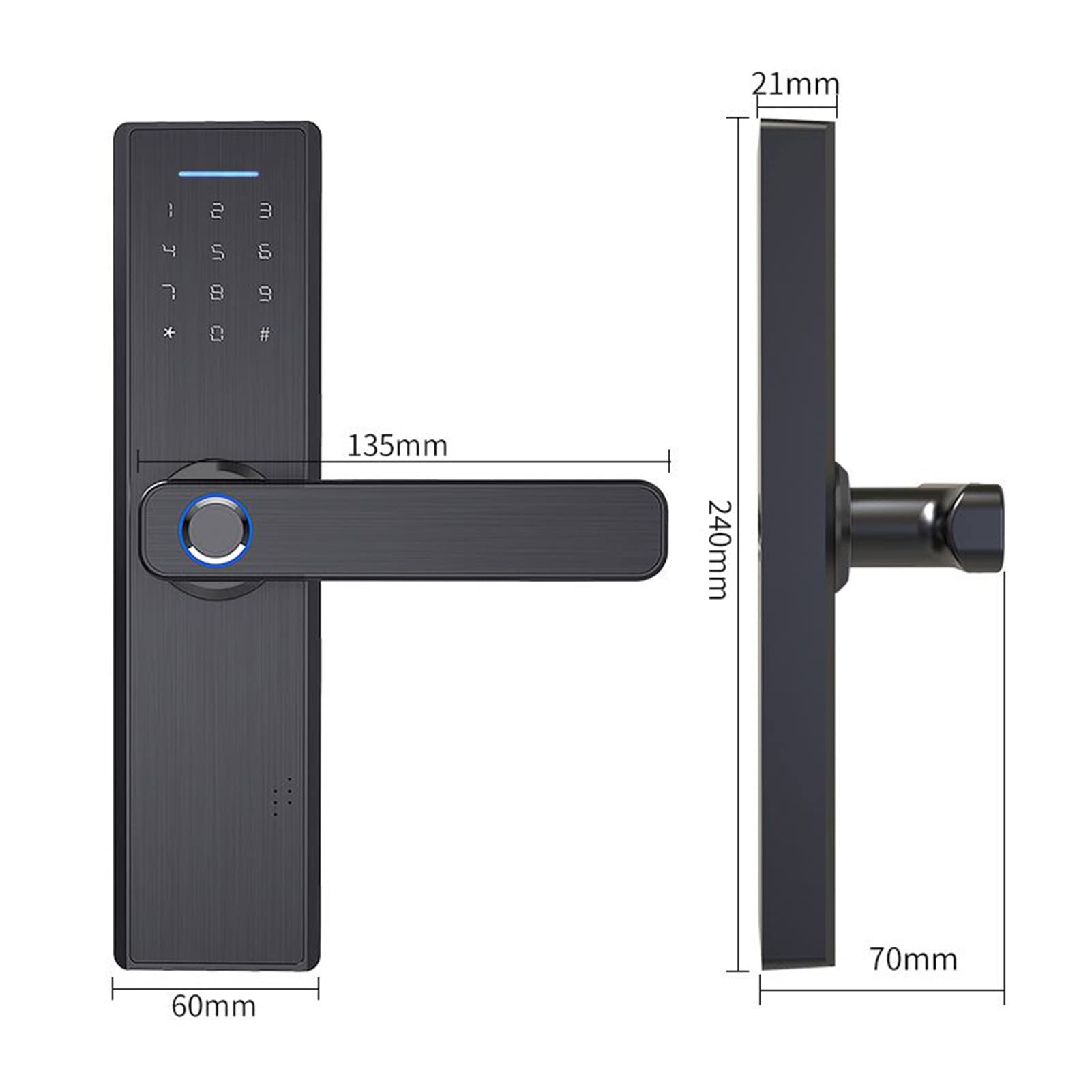 VChics Serrure de porte intelligente, APP WIFI SMART TIGHIGHTER Serrure de porte, verrouillage électronique, Smart Bluetooth Digital App Code du clavier serrure sans clé(180mm 5050)