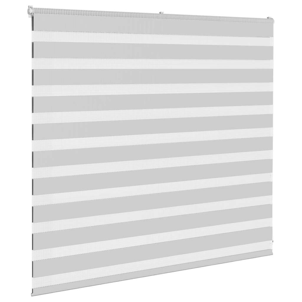 Estor doble con diseño de cebra, color gris claro, 165 x 100 cm, ancho de la tela de 160,9 cm, 100% poliéster con protección visual y solar, control de luz continuo y dos posibilidades de montaje