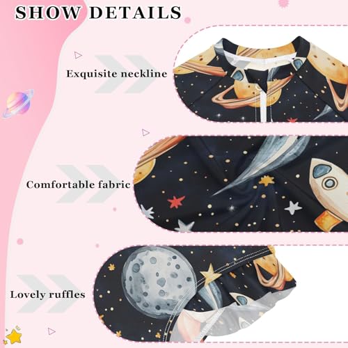 Watercolor Planets Universe Girls Long Sleeve Swimsuit UPF 50+ Rashguard Swimwear One Piece Bathing Suit 212210254