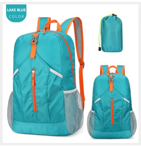 levayhill 25L Foldable Hiking Backpack Lightweight Packable Basic-Daypack Collapsible Bag Water-Resistant Travel Men Women Camping Cycling Outdoor (Lake Blue) - Image 4