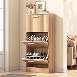 UTTQEW Zapatero con 3 solapas de ratán, color marrón vintage