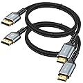 UKYEE 4K DisplayPort to HDMI Cable 6ft 2-Pack, Display Port DP to HDMI Cord 6 feet 3840 X 2160P Male to Male for for Labtop PCs to HDTV, Monitor, Projector with HDMI Port- Gray