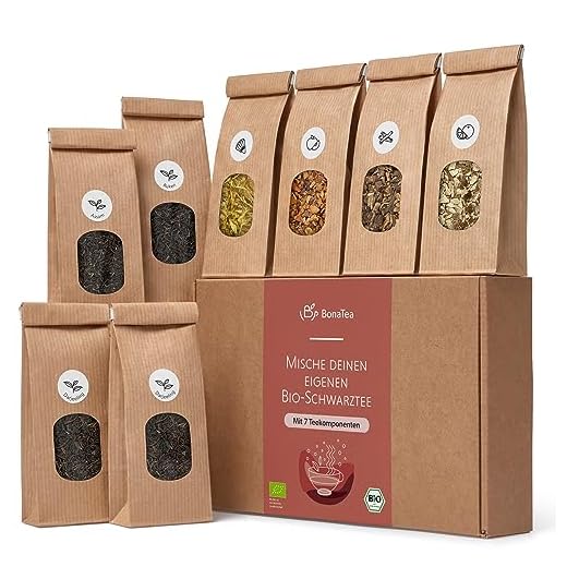Tee Selber Mischen Set Geschenk mit Schwarztee - BIO Schwarzer Tee Geschenkset mit 7 leckeren Tee-Sorten zum DIY Teemischung Selber Machen