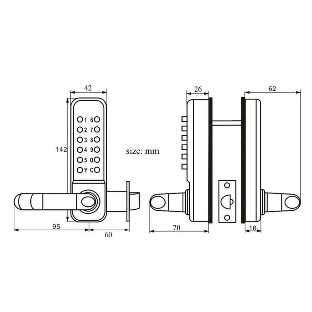 Codelocks Serrure de porte étanche avec bouton-poussoir numérique, sans clé, alliage de zinc - noir