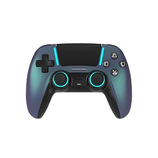 ASRVA Chrome Blue Wireless Pro Controller for PS5,4 Back Buttons,Hall Effect Joystick(No Drift),Micro-Switch,Gyro,Macro,1000mAh,RGB,Compatible with PS5/Pro/Slim/PC/iOS/Android - Amazon product rated Grade A