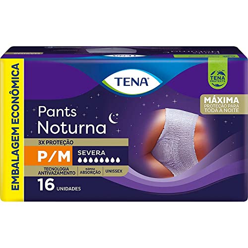 Tena Pants Noturna, Roupa Íntima para Incontinência Urinária, P/M - 16 unidades